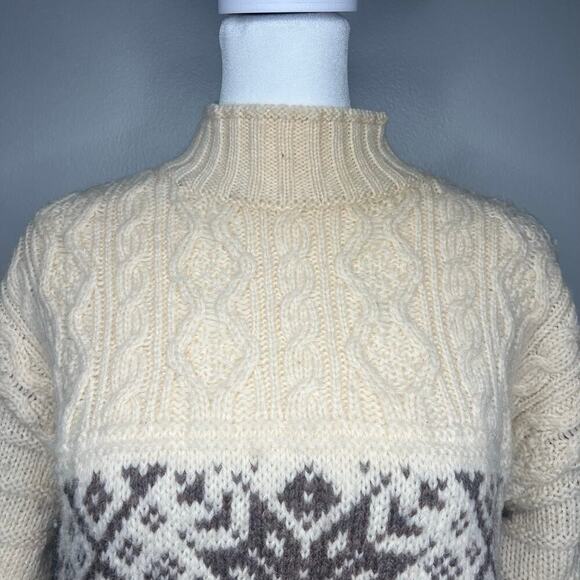 Vtg PAUL JAMES Men's Size Small England 100% Wool Cable Knit Sweater Fisherman - Picture 2 of 8